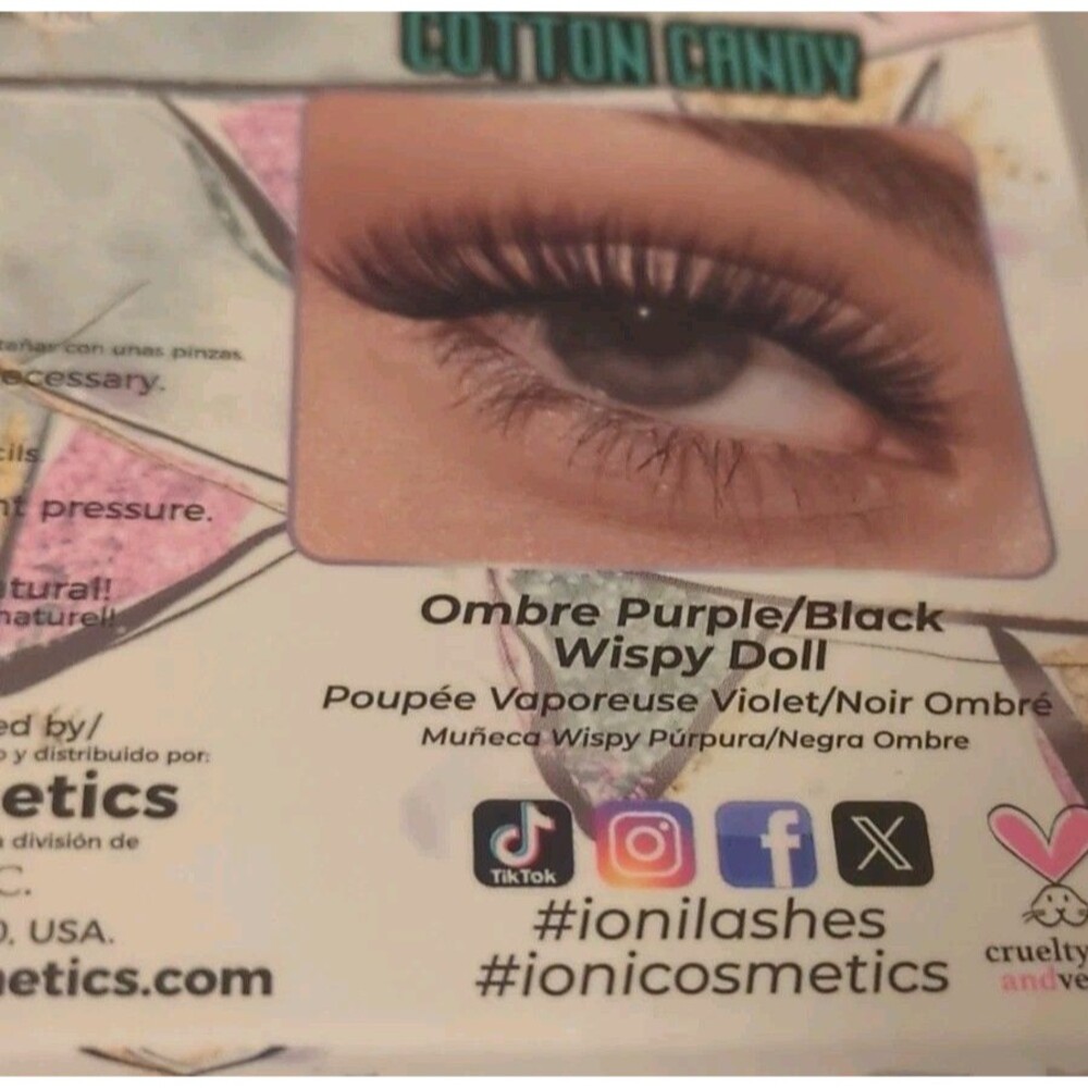 (3 Sets) ioni Lash Fair COTTON CANDY 3D Faux Mink Lashes OMBRE Purple / Black - Picture 10 of 10